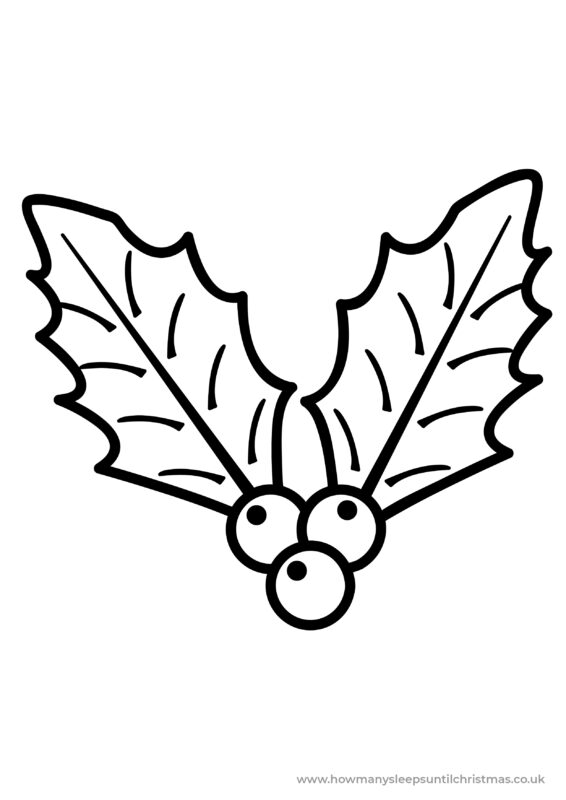 a4 printable christmas colouring sheet - holly printable christmas colouring